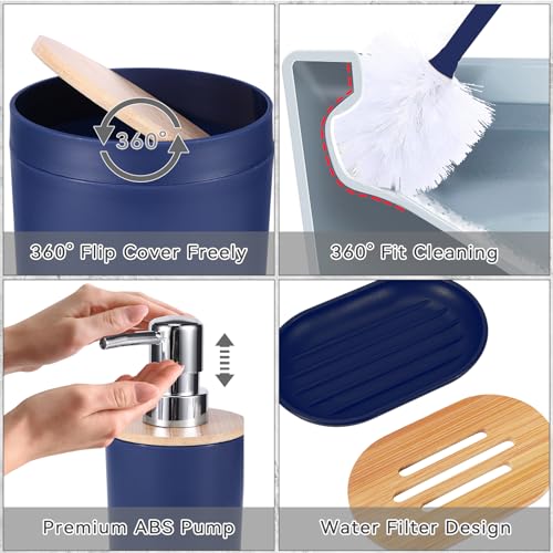iMucci Bathroom Accessories Navy Blue Bathroom Sets with Shower Curtain and Rug, Navy Blue Ombre Waterproof Shower Curtain with Ultra Absorbent Rug Bathroom Accessories Set for Home Decor - size: Bath Set+Shower Curtain+Bath Rug, style: Navy Blue