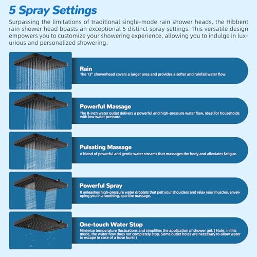 Hibbent cUPC Certified 13'' Shower Head Combo, High Pressure 5 Spray Rainfall Showerhead, 10 Spray Handheld, All Metal Easy Reach 4-way Diverter with Pause Mode, 71'' Hose & Holder, Oil-Rubbed Bronze - color: Oil Rubbed Bronze, style: Square 13"