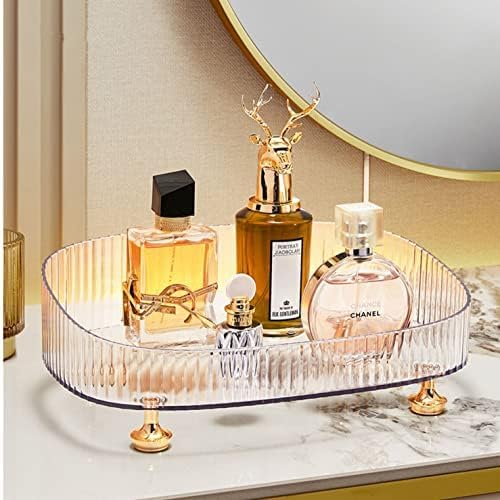 Makeup Perfume Organizer, Vanity Tray, Cosmetic Skincare Tray, Countertop Organizer for Bathroom, Clear - color: Clear