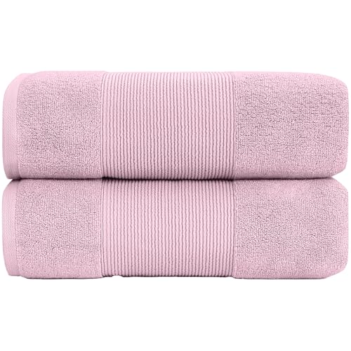 Modern Threads - Air Cloud 2-Pack 100% Zero-Twist Cotton Bath Sheet Set - Super Absorbent & Quick Dry - 500 GSM - Soft & Plush, Pink - color: Pink, size: 2-Pack Bath Sheet