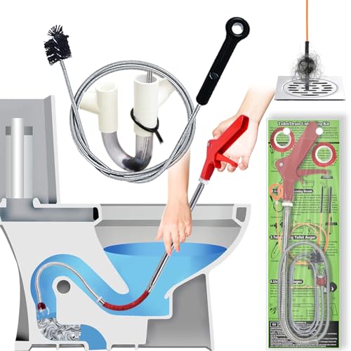 Toilet Auger/Drain Clog Remover Tool Kit-1PCS Toilet Snake Grabber,2PCS Drain Snake Hair Remover＆1PCS AC Drain Line Cleaner Tool for Blocking and Cleaning Toilets, Kitchen Sinks, Bath Tubs and Sewers - style: Toilet Drain Unblocking kit