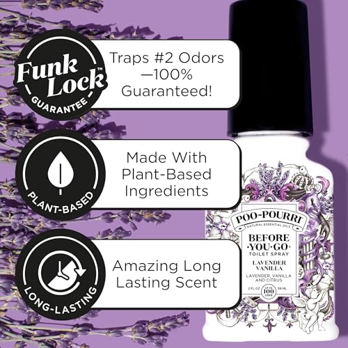 Poo-Pourri Before-You-Go Toilet Spray Refill, Lavender Vanilla,16 Fl Oz, Up to 800 Uses, Bathroom Odor Deodorizer with Essential Oils for Home or Work, Lavender, Vanilla and Citrus Scent - size: 16 Fl Oz (Pack of 1)