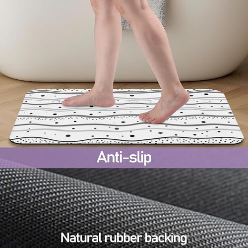 Polka Dots Stripes Bathroom Mat, Non Slip Rubber Backed Fast Dry Bath Rug, Thin Bath Mat for Bathroom Kitchen 17"x30" - color: Polka Dots Stripes