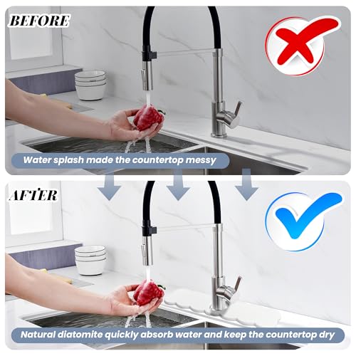 15.7'' Long Size Diatomite Faucet Mat Fast Drying Stone Sink Tray Splash Proof Bathroom Counter Faucet Super Water Absorption - size: 15.75" x 3.94"