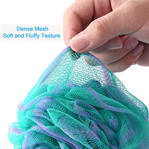 AmazerBath Loofah Sponge 75g/Piece, Exfoliating Bath Sponge Body Scrubber - Loofa Set of 4 Flower Color (Large, Green-Purple) - style: Green-purple