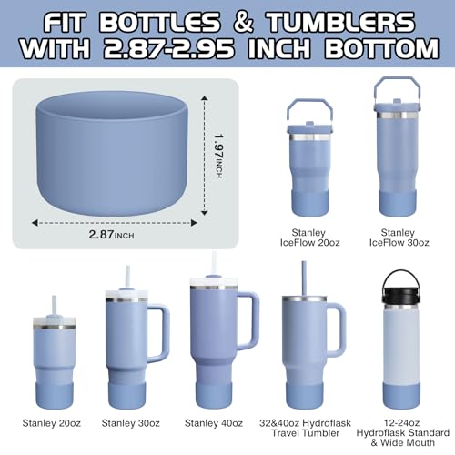 WUQID Silicone Boot Sleeve Compatible with Hydro Flask Travel Tumbler with Handle 32oz&40oz and 12-24oz Hydroflask Bottle & Stanley 20 30 40oz Tumbler, Fit 2.83-2.95in Bottom, Anti-Slip Bottle Cover - color: Shale