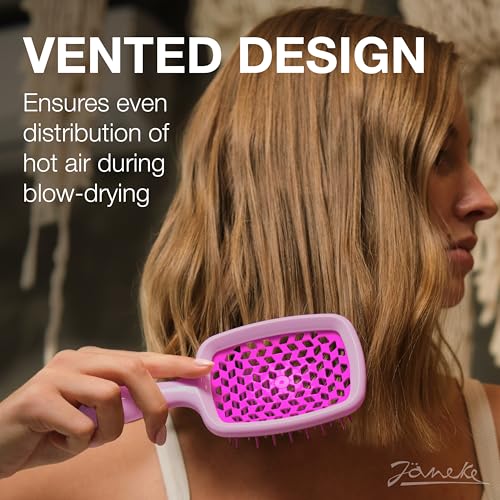 Janeke Superbrush Detangling Brush for Soft Smoothing Hair Brushing with Anti-Static Bristles - Vented Wet Hair Brush for Blow Drying Use - Perfect for Curly, Thick, Wavy, Fine Hair Types (Lilac-Fux) - color: Lilac/Fux Superbrush