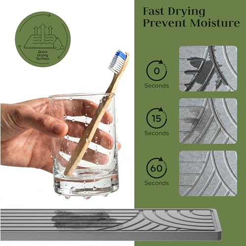 Stone Faucet Mat for Kitchen Sink, 23.6" Water Absorbent Diatomite Stone Sink Tray, Sink Protectors for Kitchen Sink, Faucet Mat for Bathroom Counter - color: Dark Gray