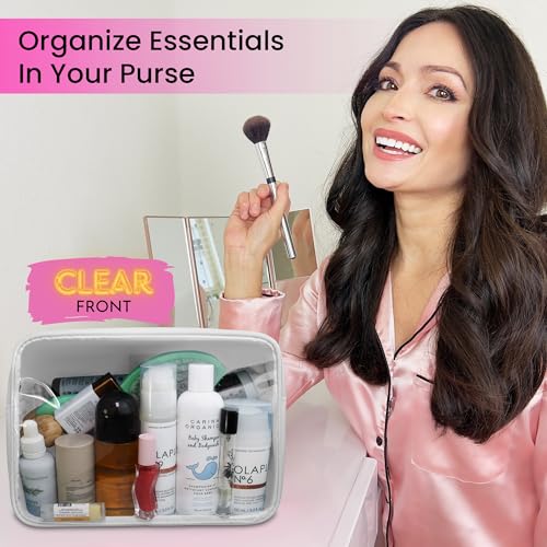 DANCOUR Clear Large Makeup Bag Travel Cosmetic Pouch TSA-Approved Transparent Toiletry Organizer Storage Case (White) - color: White, style: Large