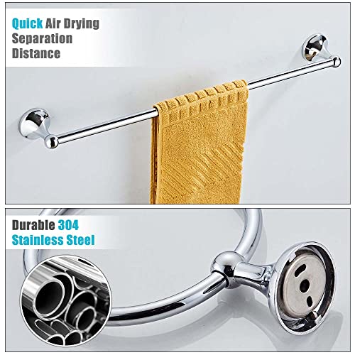 4 Piece Bathroom Accessory Set(Adjustable Towel Bar, Towel Ring, Toilet Paper Holder,Towel Hook), Wall Mounted Bathroom Hardware Accessories Set,Chrome - color: Chrome, size: 4 pieces