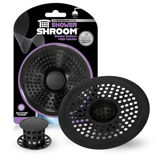 ShowerShroom Ultra Matte Black Hair Catcher, Stainless Steel Drain Protector, Fits All Shower Drains - color: Matte Black