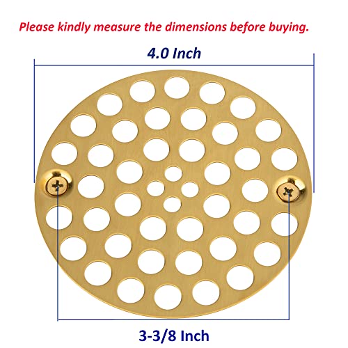 Artiwell 4’’ Shower Strainer Drain Trim Set, Solid Brass Screw-in Shower Strainer Drain Cover, Replacement Strainer Grid by Artiwell, Machine & Self-Tapping Screws Included (Brushed Gold) - color: Brushed Gold
