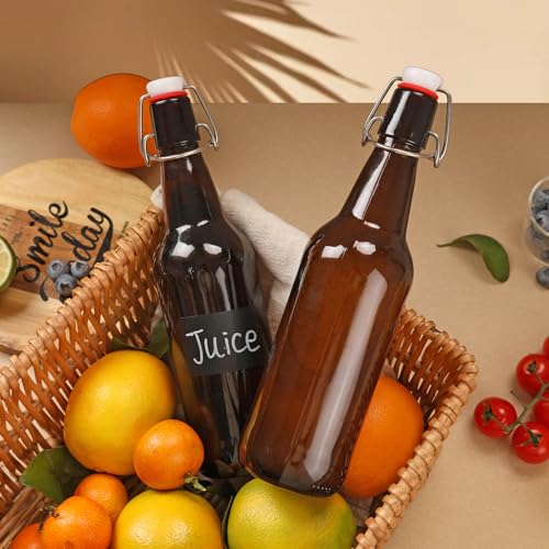 16oz 2 Pack Amber Glass Beer Bottles with Airtight Rubber Seal Flip Caps,Swing Top Glass Bottles for Home Brewing, Kombucha, Beverages, Oil, Vinegar, Vanilla Extract,Water, Soda, Kefir - size: 500ml