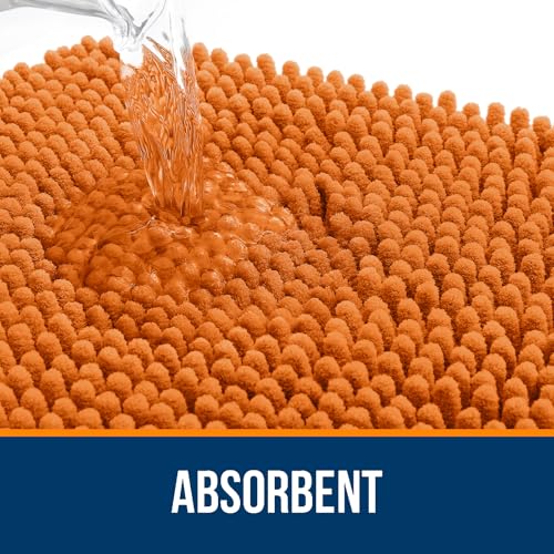 OLANLY Toilet Rugs U-Shaped 20x20, Extra Soft Absorbent Chenille Contour Bathroom Rugs for Toilet, Dry Quickly, Machine Washable, Non-Slip Bath Mat, Clay - color: Clay, size: 20" X 20" Contour Rug