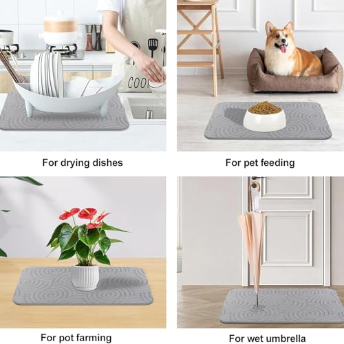 2 Pack Stone Bath Mat Diatomaceous Earth Shower Mat Non-Slip Super Absorbent Quick Drying Diatomite Stone Mats for Bathroom Floor Kitchen (Light Grey, 24x15) - color: Light Grey Circle