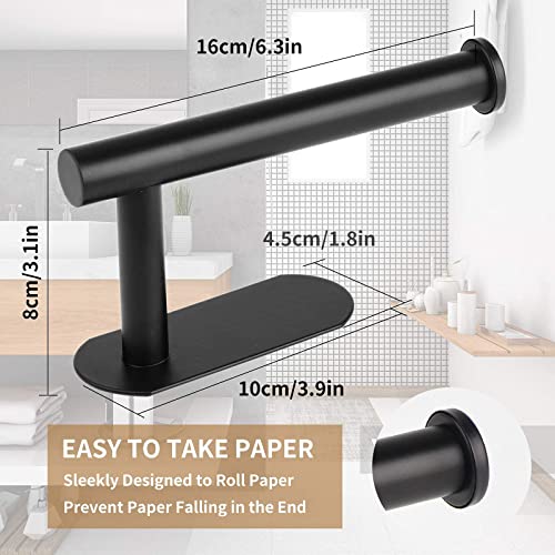 LAYUKI Toilet Paper Holder,Adhesive,Matt Black,Wall Mount,Toilet Paper Roll Holder,no Drilling,Bathroom/Rv/Washroom, SUS 304 Stainless Steel, Rustproof (Black, 1 Piece) - color: Black, size: 1 Piece