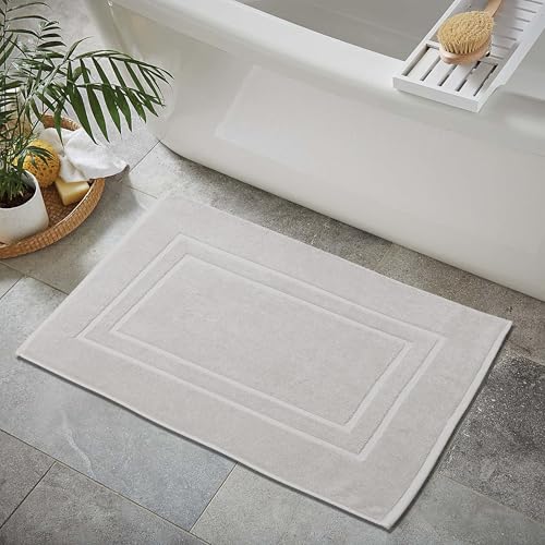 Feather & Stitch 2 Piece Towel Like Bath Mats (30x21 Inch) 100% Cotton Terry Bath Mats, Bathroom Shower Floor Mats [NOT A Bathroom Rug], Soft Absorbent Washable Mats - Sliver - color: Silver