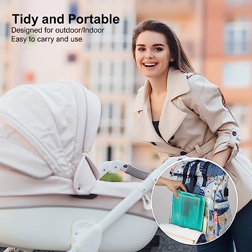 YomauiYee 6 in 1 Bottle Brush Set,Bottle Cleaner Brush Kit with Bottle Brush,Drying Rack,Nipple Brush,Straw Brush,Soap Dispenser&Storage Box,Portable Baby Essentials for Home&Travel - color: Tiffany Blue