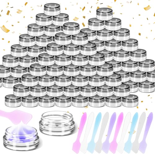 120 Pack 3g Plastic Jars with Lids, 3ml Round Clear Cosmetic Containers Makeup Jars, 3gram Travel Size Container Jar with Spatulas for Makeup Sample Lotion Cream Ointment Salve Balm Powder - color: Black, size: 3g