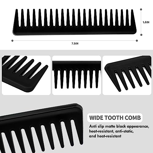 4pcs Curly Hair Brush Set for Adult & Kids Wet or Dry, Detangling Brush for 3/4ABC Hair with Wide Tooth Comb (4, Black) - color: Black, size: 4pcs