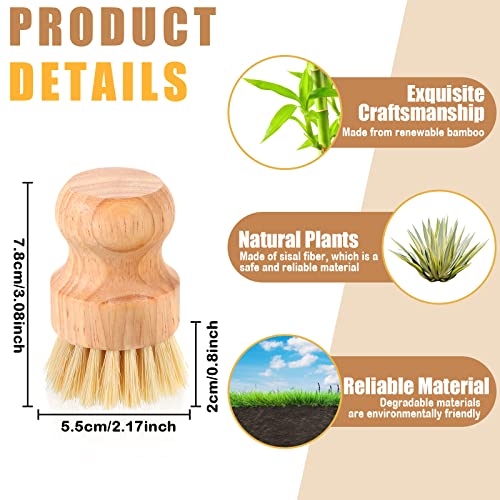 Nuenen 12 Packs Bamboo Dish Scrub Brushes Wooden Scrubbers Set Kitchen Dishwashing Scrubber with Natural Sisal Bristles for Iron Pot Pan Sink(Sisal) - size: Sisal