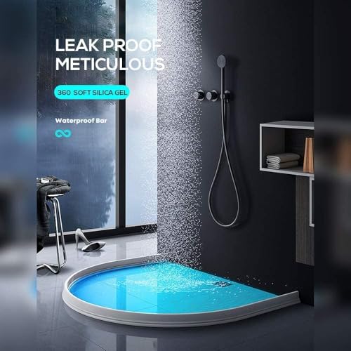 3ft/5ft/6ft/8ft/10ft Collapsible Shower Threshold Water Dam Water Barrier for Shower and Water Stopper Keeps Water Inside Water Threshold for Wet and Dry Separation (10ft, Gray) - color: Gray, style: 10ft