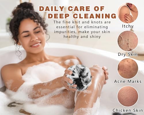 2 Pack African Net Sponge Exfoliating Body Scrubber Bath Sponge for Daily Use (2Black) - color: 2black