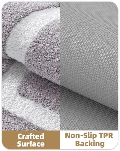 Color&Geometry Gray Bathroom Rugs 36x24, Extra Soft Absorbent Microfiber Bath Rugs, Non-Slip Bathroom mat, Washable Plush Bath Mats for Bathroom, Shower, Bathtub, Laundry, Light Grey White - color: C, size: 24"x36"