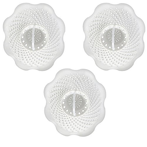 Danco Bathtub Drain Hair Catcher with in-Drain Basket and Strainer Pegs, fits 1.25″ Tub Drains, White, 3-Pack, (10876) - size: 3-Pack On-Drain