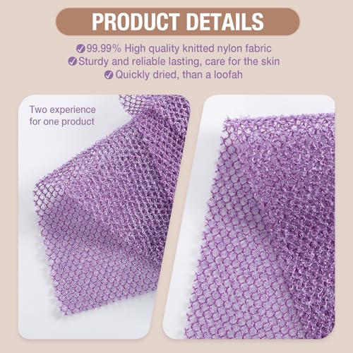 African Net Sponge, Long 6 Pieces, Loofah Back Scrubber for Shower, Exfoliating Body Scrubber, Bath Sponge（Green，White，Purple，Yellow， Pink，Blue） - color: Green, White, Blue, Purple, Yellow, Pink