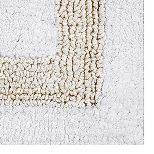 Better Trends 100% Cotton Hotel Collection Bath Mats Set, White & Ivory Mats - Tufted, Reversible & Absorbent & Machine Washable 2 Piece Bathroom Rug Set, Shower & Sink Bath Rug - color: White & Ivory, size: 2 Piece Set (17" x 24" | 24" x 40")