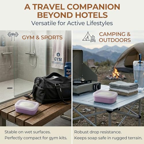 AIMAIAIMAI Enhanced Leak Proof Travel Soap Container, Compact Silicone Travel Soap Holder with Drainage Pad, Great for Camping, Gym and Business Trip (Purple) - color: Purple