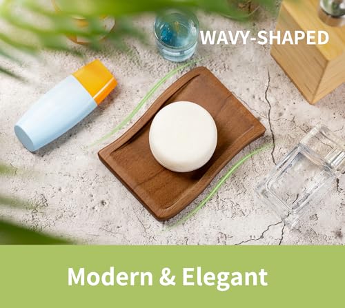 Wood Self-Draining Bar Soap Holder, Soap Dish with Draining, 3 Holes Design Keep Soap Saver Tray/Sponge Holder Dry, Bathroom/Kitchen Soap Case, Brown - color: Brown