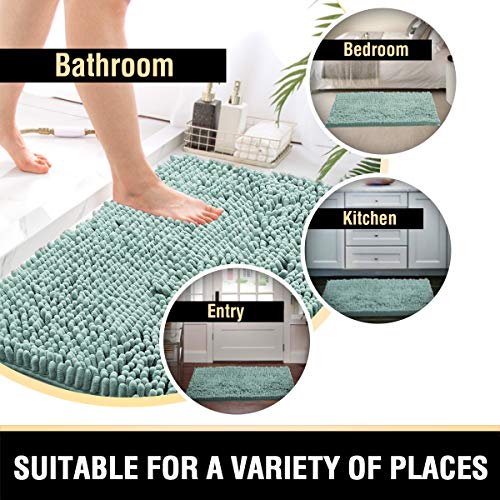 H.VERSAILTEX Bath Mats - Non Slip Luxury Chenille Bathroom Rugs, Extra Soft Absorbent Shaggy, Washable Fast Dry 2 Piece (Aqua Foam, 20" x 32"/17" x 24") - color: Aqua Foam, size: 20" x 32" Plus 17" x 24"