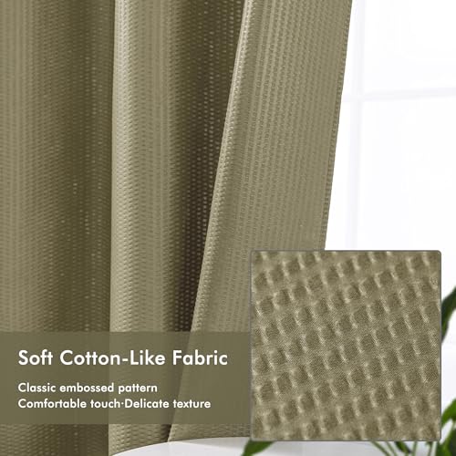 Mrs Awesome No Hook Shower Curtain with Snap-in Liner, Embossed Waffle Design Fabric Shower Curtain for Bathroom, Soft & Lightweight, 71x74, Taupe - color: Taupe, size: 71"W x 74"L (Pack of 1)
