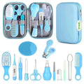 Baby Grooming Kit, Infant Safety Care Set with Hair Brush Comb Nail Clipper Nasal Aspirator,Baby Essentials Kit for Newborn Girls Boys - style: Blue Kit+Blue Brush