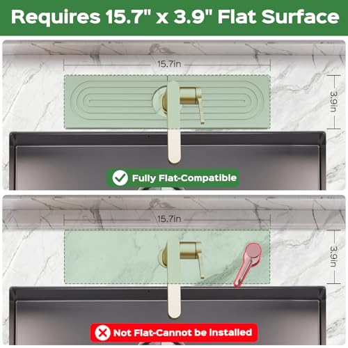 16 Inch Stone Faucet Mat for Kitchen Sink Splash Guard - Diatomite Quick Dry Stone Mat Kitchen Sink Protectors, Water-Absorbent Faucet Handle Drip Catcher Tray with Drainage (White, 15.7" x 3.9")