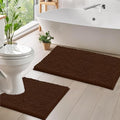 LuxUrux Bathroom Rugs Sets 2 Piece: Quick Dry, Soft Plush Anti-Slip, Super Absorbent. Includes Rectangular (31x20 inches) & U-Shaped Toilet Mat (20x20 inches) | Brown - color: Brown, size: 2 Piece Set
