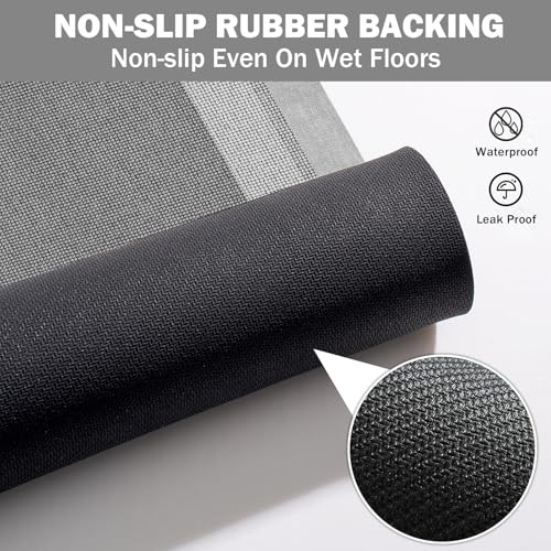 YDKGL Non Slip Bath Mat, Rubber Backing Ultra Thin Bathroom Rugs Fit Under Door Quick Dry Super Absorbent Washable Bath Rug Shower Mat for Bathroom Floor Bathtub Sink, Easy Care Dark Grey 16"x24" - color: A- Dark Gray, size: 16" x 24“