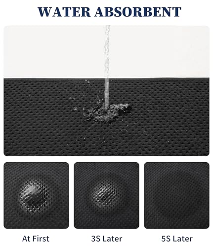 YIHOUSE Bathroom Rug Sets 3 Piece, Ultra Thin Quick Dry Bath Mat, Absorbent Bath Mat for Bathroom Non Slip Machine Washable Bath Rug (Black) - color: Black, size: 3 Pieces