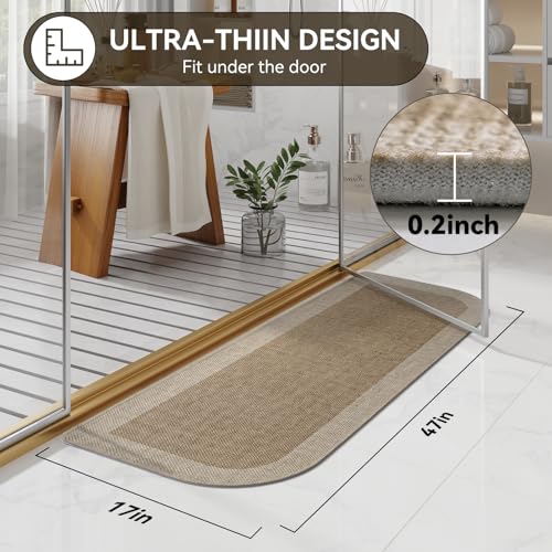YDKGL Bathroom Runner Rug, Thin Bath Mat Non Slip Washable Long Bathroom Rugs, Rubber Backing Quick Dry for Floor, Tub and Shower, Brown Beige 17x47 - color: A-beige Brown, size: 17"x 47"