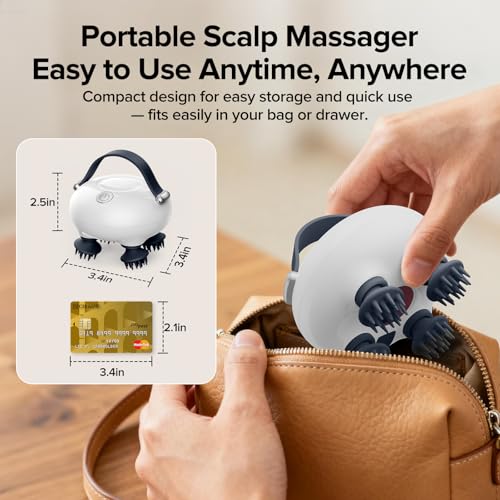Head Massager Scalp, Scalp Massager, Portable Head Massager, Waterproof Scalp Massager with Tangle-Resistant Design, with 12 Massage Heads & 3 Modes, Heartfelt Mothers Day Gifts for Mom - color: Moonlight White