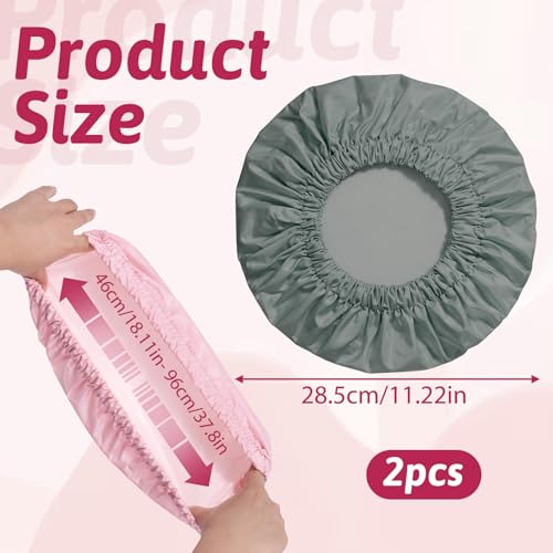 2 Pcs Reusable Shower Cap for Women Reusable Waterproof Large Shower Bonnet Washable Elastic Band Bath Hair Hat Double Layer Showers Caps Soft Non-Slip Washable Showers Bonnet for Most Hair Types