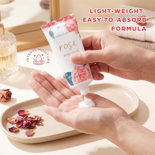 BODY & EARTH Spa Gift Set for Women - Luxurious 5 Pcs Bath and Body Box, Rose Scent, Includes Body Wash, Body Butter, Body Lotion and More, Birthday Christmas Gifts for Mom Self Care Kit for Her