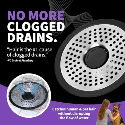ShowerShroom SHSULT755 Ultra Revolutionary Shower Hair Catcher Drain Protector, No Size, Stainless - color: Stainless