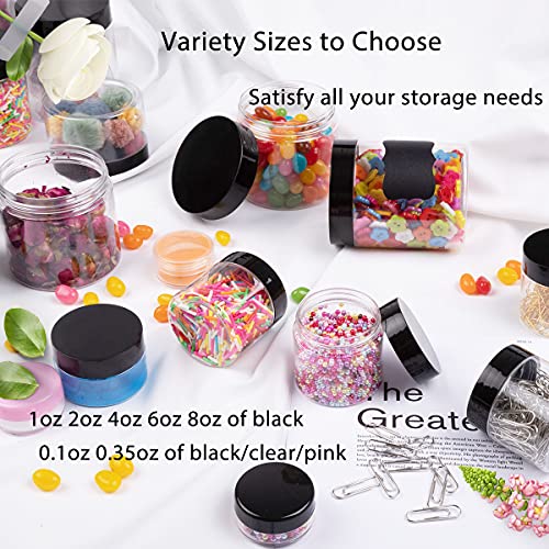 10 Gram Sample Containers with Lids, 10 Pack Sample Jars, Small Cosmetic Travel Container for Makeup, Lotion, Cream, Powder, 10 ML Mini Containers with Black Lids - color: Black