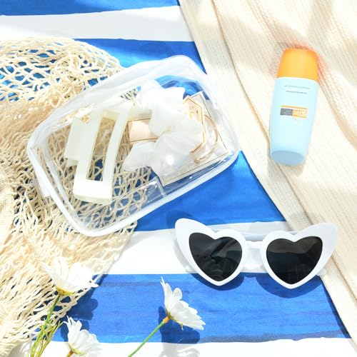 DEEKA 5 Pcs Bridesmaid Proposal Bag Set Gift Clear Makeup Toiletry Bag Bachelorette Party Favors Sunglasses Hair Claw Clips Scrunchies Knot Bracelets Bridal Wedding Party Gifts (White) - color: White, size: 1 Set