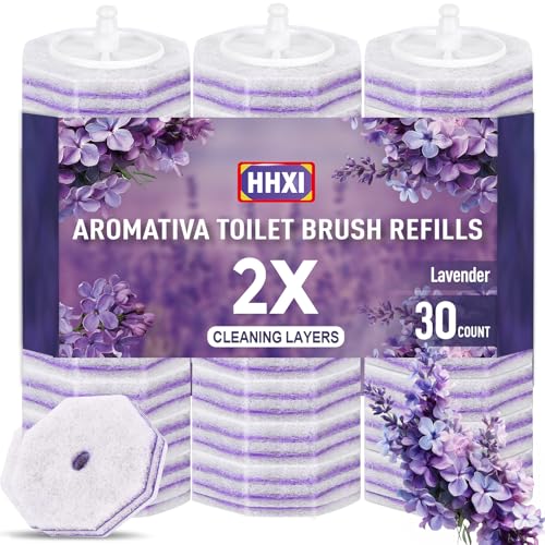30Ct Aromative Toilet Brush Refills, Toilet Bowl Cleaner Refills, Double-Layer Cleaning Pads Added, Compatible with Most Toilet Brushes，Lavender（Patented） - color: Lavender (30P)