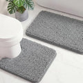 HUXMEYSON Bathroom Rugs Sets 2 Piece, Ultra Absorbent Chenille Non Slip Bathroom Mat Set - 20'' x 24'' U-Shaped Contour Toilet Rug & 20'' x 32'' Extra Soft Plush Bath Mat - Machine Washable, Grey - color: Grey, size: 32" x 20" + U Shape 24" x 20"