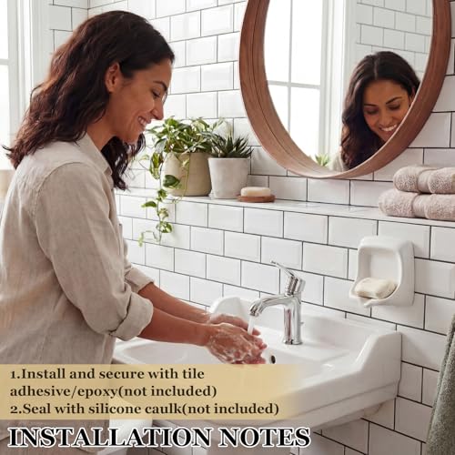 1 Pcs White Vintage Wall Mount Ceramic Soap Dish for Shower Wall, Space-Saving, Retro Ceramic Soap Holder, Self-draining Built-in Holder for Bathroom & Laundry Keep Dish Dry - style: Wall Mount